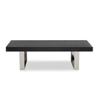 Black Elm Wood Rectangular Coffee Table with Stainless Steel U Shaped Legs, Ulmus - Joe’s Haven