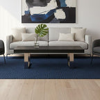 Black Elm Wood Rectangular Coffee Table with Stainless Steel U Shaped Legs, Ulmus - Joe’s Haven
