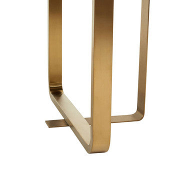 Black and Grey Oak Veneer Wooden Rectangular Dining Table with Gold Finish Metal Angular Base, Lena