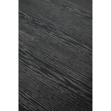 Black and Grey Oak Veneer Wooden Rectangular Dining Table with Gold Finish Metal Angular Base, Lena