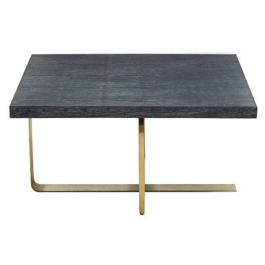 Black and Grey Oak Veneer Wooden Coffee Table with Gold Finish Metal Angular Base, Lena - Joe’s Haven