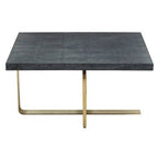 Black and Grey Oak Veneer Wooden Coffee Table with Gold Finish Metal Angular Base, Lena - Joe’s Haven