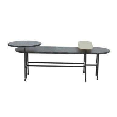 Gold Oak Veneer and Black Marble Top Coffee Table with Iron Legs, Serrano - Joe’s Haven