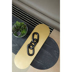 Gold Oak Veneer and Black Marble Top Coffee Table with Iron Legs, Serrano - Joe’s Haven
