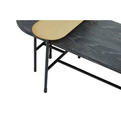 Gold Oak Veneer and Black Marble Top Coffee Table with Iron Legs, Serrano - Joe’s Haven
