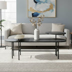 Gold Oak Veneer and Black Marble Top Coffee Table with Iron Legs, Serrano - Joe’s Haven
