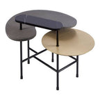 Mixed Metal Finish Tops Sculptural Nesting Coffee Table Set with Black Frame, Serrano - Joe’s Haven
