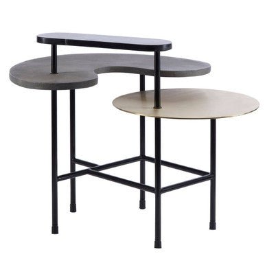 Mixed Metal Finish Tops Sculptural Nesting Coffee Table Set with Black Frame, Serrano - Joe’s Haven