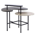 Mixed Metal Finish Tops Sculptural Nesting Coffee Table Set with Black Frame, Serrano - Joe’s Haven