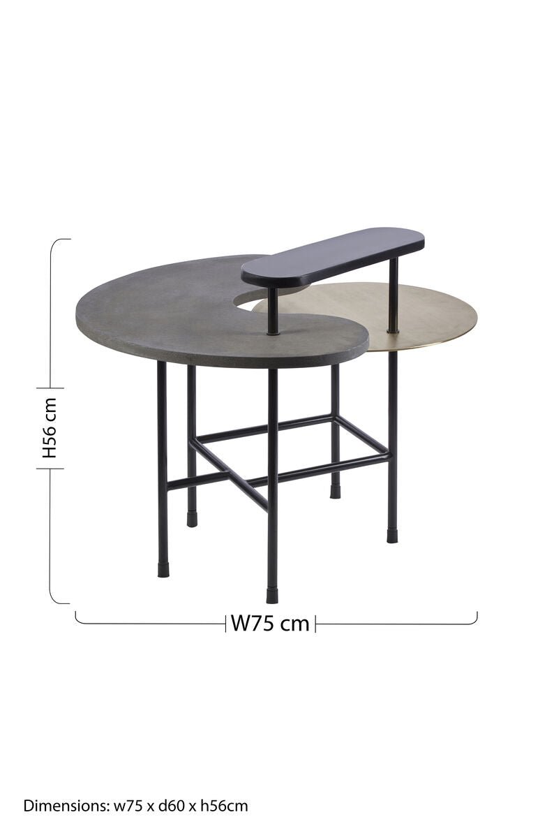 Mixed Metal Finish Tops Sculptural Nesting Coffee Table Set with Black Frame, Serrano - Joe’s Haven
