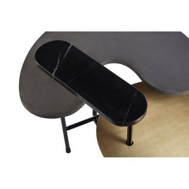 Mixed Metal Finish Tops Sculptural Nesting Coffee Table Set with Black Frame, Serrano - Joe’s Haven