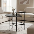 Mixed Metal Finish Tops Sculptural Nesting Coffee Table Set with Black Frame, Serrano - Joe’s Haven