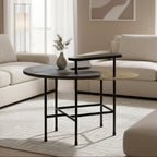 Mixed Metal Finish Tops Sculptural Nesting Coffee Table Set with Black Frame, Serrano - Joe’s Haven