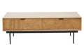 Natural Carved Effect 2-Drawer Coffee Table with Metal Legs, Jakara