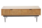 Natural Carved Effect 2-Drawer Coffee Table with Metal Legs, Jakara
