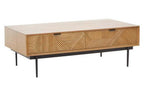 Natural Carved Effect 2 - Drawer Coffee Table with Metal Legs, Jakara - Joe’s Haven