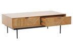 Natural Carved Effect 2 - Drawer Coffee Table with Metal Legs, Jakara - Joe’s Haven