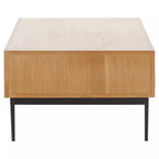 Natural Carved Effect 2 - Drawer Coffee Table with Metal Legs, Jakara - Joe’s Haven