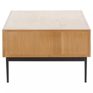 Natural Carved Effect 2 - Drawer Coffee Table with Metal Legs, Jakara - Joe’s Haven