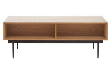 Natural Carved Effect 2 - Drawer Coffee Table with Metal Legs, Jakara - Joe’s Haven