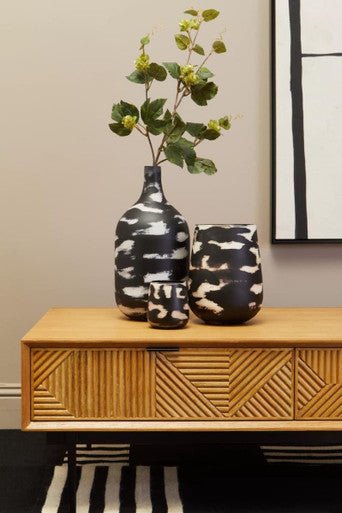 Natural Carved Effect 2 - Drawer Coffee Table with Metal Legs, Jakara - Joe’s Haven