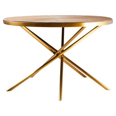 Gold Aged Fir Wood Rustic Top Dining Table with Stainless Steel Tied Base, Jana - Joe’s Haven