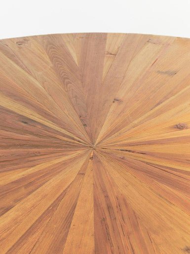 Gold Aged Fir Wood Rustic Top Dining Table with Stainless Steel Tied Base, Jana - Joe’s Haven
