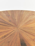 Gold Aged Fir Wood Rustic Top Coffee Table with Stainless Steel Curved Base, Jana - Joe’s Haven