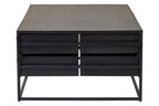 Black Finish 4 - Drawer Coffee Table with Metallic Handles and Iron Frame, Judd - Joe’s Haven