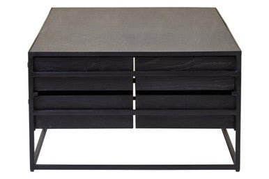 Black Finish 4 - Drawer Coffee Table with Metallic Handles and Iron Frame, Judd - Joe’s Haven