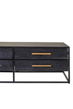 Black Finish 4 - Drawer Coffee Table with Metallic Handles and Iron Frame, Judd - Joe’s Haven