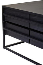 Black Finish 4 - Drawer Coffee Table with Metallic Handles and Iron Frame, Judd - Joe’s Haven