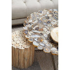 Silver and Assorted Agate Stone Top Coffee Table with Stainless Steel Cross Legs, Rabia - Joe’s Haven