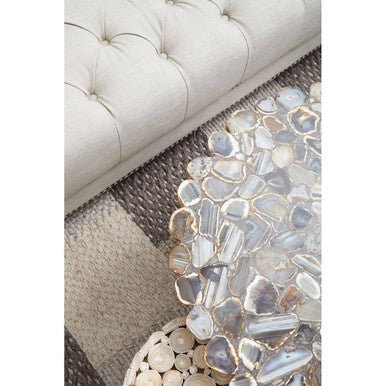 Silver and Assorted Agate Stone Top Coffee Table with Stainless Steel Cross Legs, Rabia - Joe’s Haven