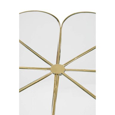 Silver and Gold Iron Frame Coffee Table with Petal Design Mirrored Top, Rabia - Joe’s Haven
