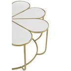 Silver and Gold Iron Frame Coffee Table with Petal Design Mirrored Top, Rabia - Joe’s Haven
