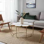 White Polished Marble Top Coffee Table with Petal Design Openwork Base, Rabia - Joe’s Haven