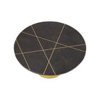 White Marble Round Top Coffee Table with Sculptural Geometric Gold Base, Rabia - Joe’s Haven