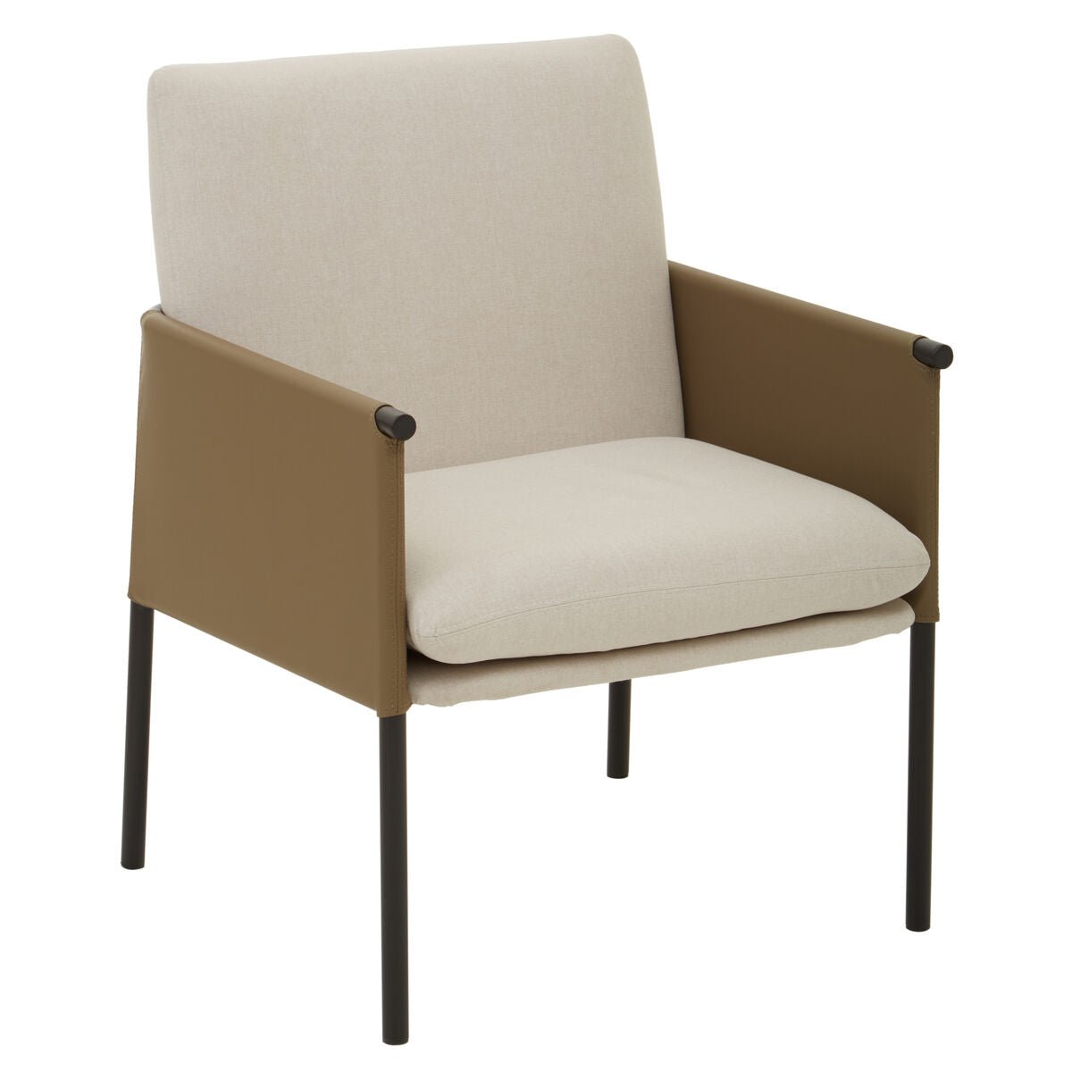 GildenWhite Fabric and Brown Faux Leather Dining Chair - Joe’s Haven