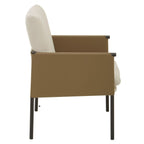 GildenWhite Fabric and Brown Faux Leather Dining Chair - Joe’s Haven