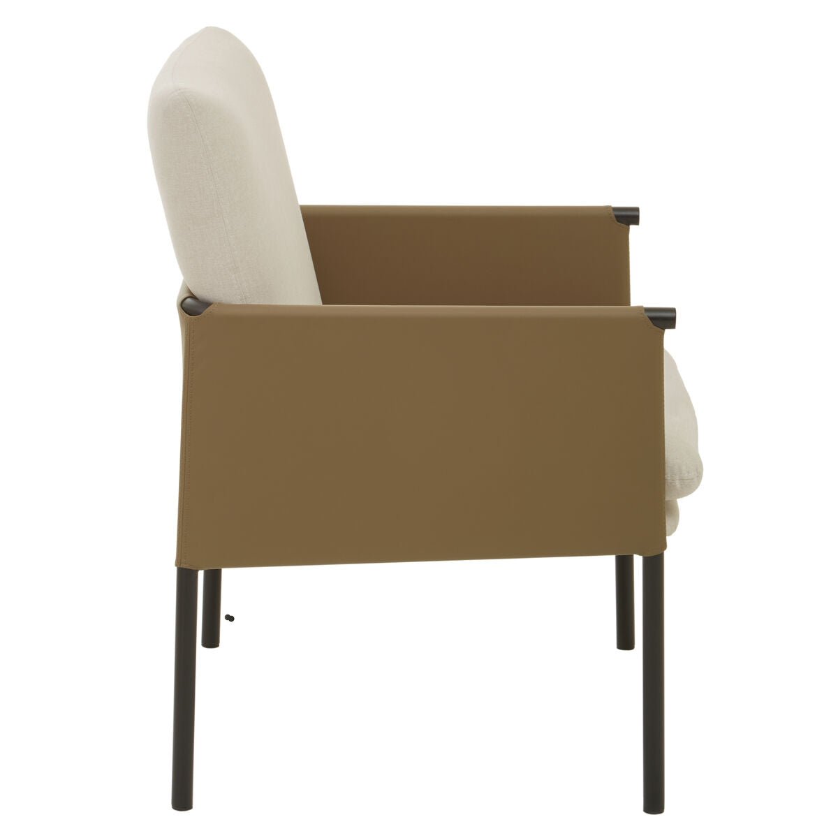 GildenWhite Fabric and Brown Faux Leather Dining Chair - Joe’s Haven