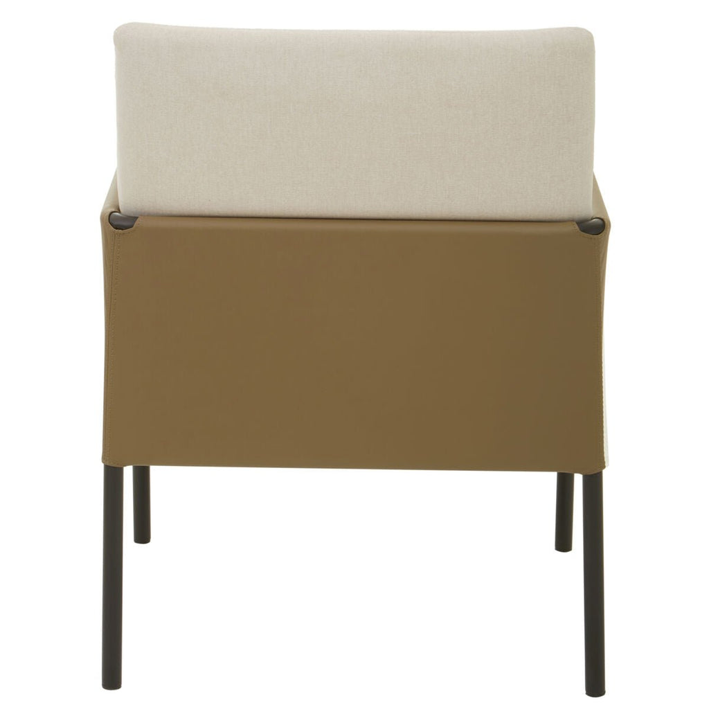 GildenWhite Fabric and Brown Faux Leather Dining Chair - Joe’s Haven