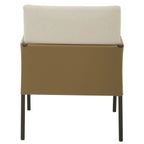 GildenWhite Fabric and Brown Faux Leather Dining Chair - Joe’s Haven