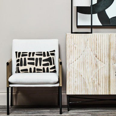 GildenWhite Fabric and Brown Faux Leather Dining Chair - Joe’s Haven