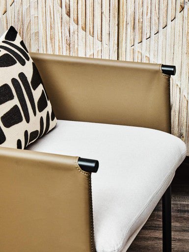 GildenWhite Fabric and Brown Faux Leather Dining Chair - Joe’s Haven