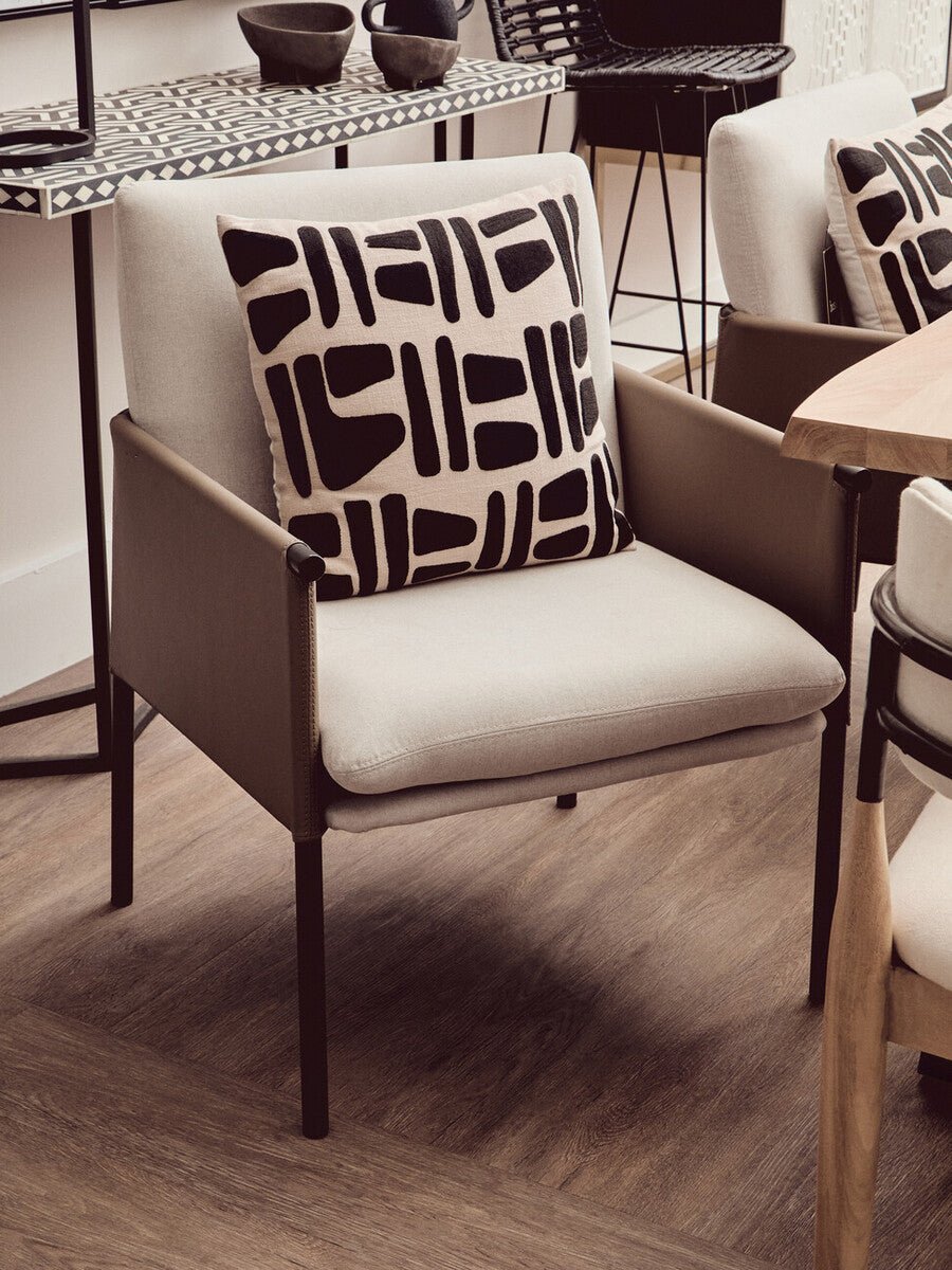 GildenWhite Fabric and Brown Faux Leather Dining Chair - Joe’s Haven