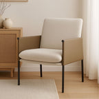 GildenWhite Fabric and Brown Faux Leather Dining Chair - Joe’s Haven