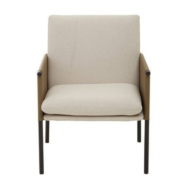 GildenWhite Fabric and Brown Faux Leather Dining Chair - Joe’s Haven