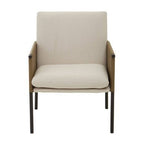 GildenWhite Fabric and Brown Faux Leather Dining Chair - Joe’s Haven