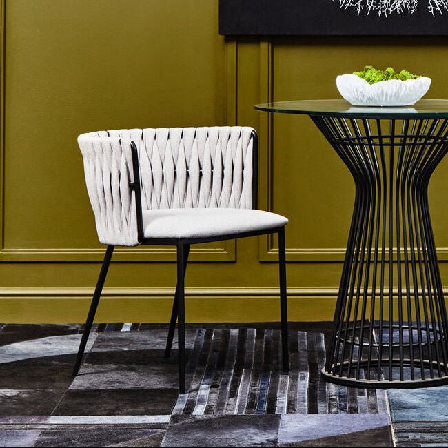 Gilden Grey Dining Chair With Woven Back - Joe’s Haven